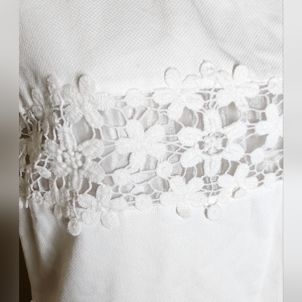 J. Crew Factory women's white cotton embroidered lace trim shift casual dress 8 - Picture 5 of 10
